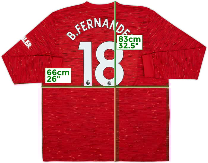 2020-21 Manchester United Home L/S Shirt B.Fernandes #18 - 10/10 - (XXL)