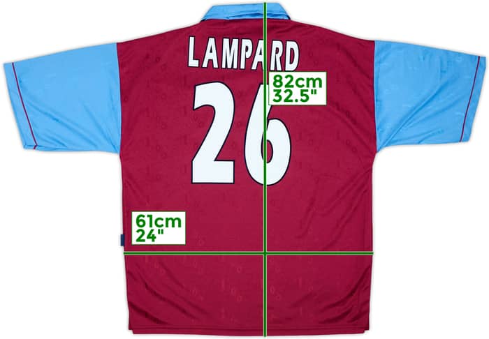 1995-97 West Ham Centenary Home Shirt Lampard #26 - 8/10 - (XL)