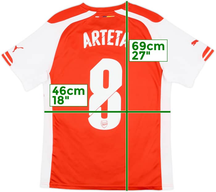 2014-15 Arsenal Home Shirt Arteta #8 - 8/10 - (L.Boys)