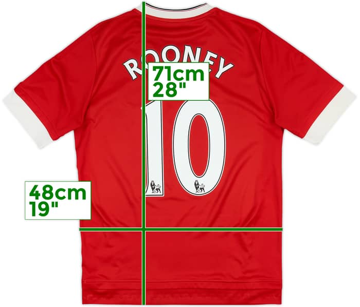 2015-16 Manchester United Home Shirt Rooney #10 - 7/10 - (XL.Boys)