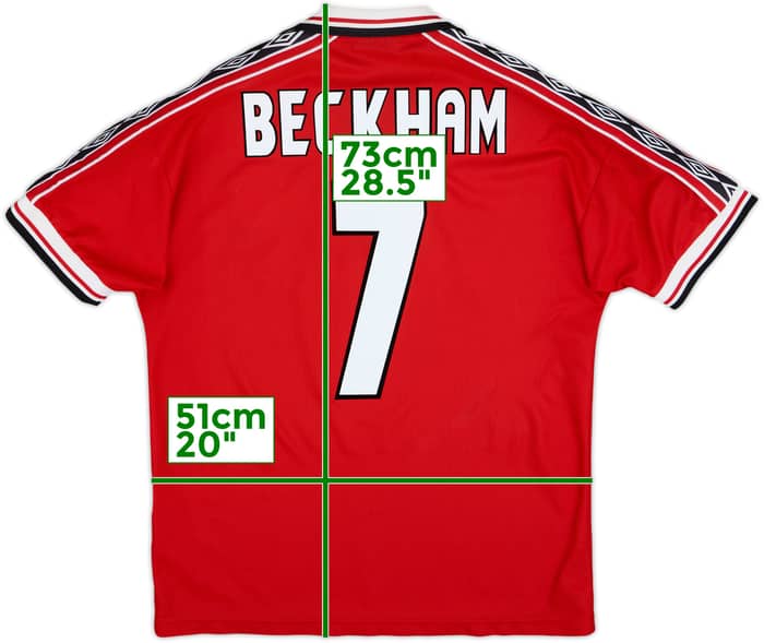 1998-00 Manchester United Home Shirt Beckham #7 - 8/10 - (M)