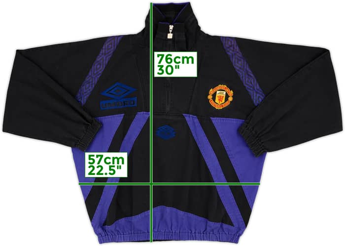 1995-96 Manchester United Umbro 1/4 Zip Drill Top - 9/10 - (L)
