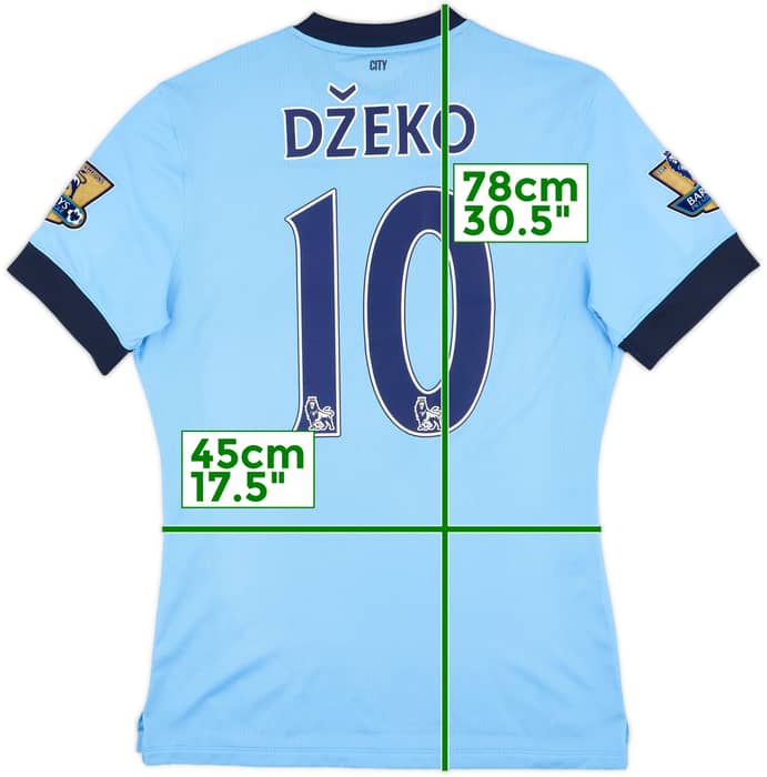 2014-15 Manchester City Authentic Home Shirt Dzeko #10 - 9/10 - (L)