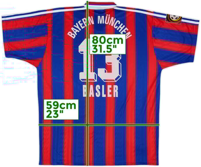1995-97 Bayern Munich Home Shirt Basler #13 - 8/10 - (L)