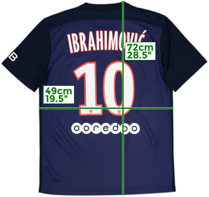 2015-16 Paris Saint-Germain Home Shirt Ibrahimovic #10 - 7/10 - (M)