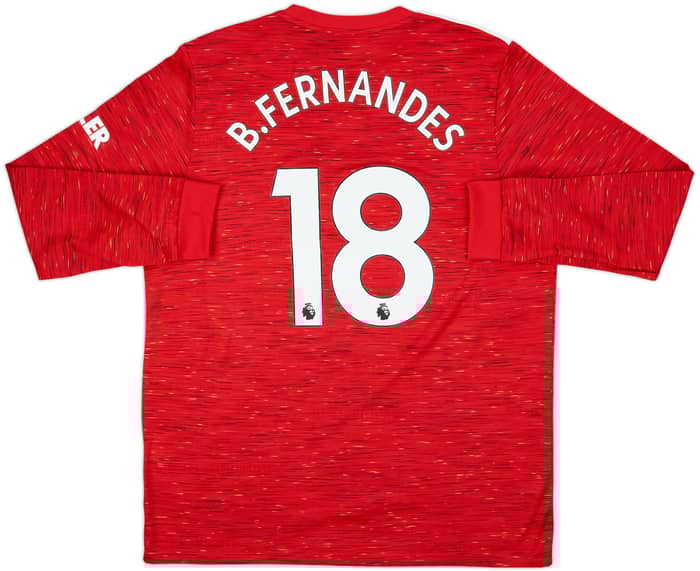 2020-21 Manchester United Home L/S Shirt B.Fernandes #18 - 8/10 - (XL)