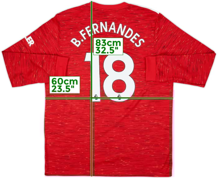2020-21 Manchester United Home L/S Shirt B.Fernandes #18 - 8/10 - (XL)