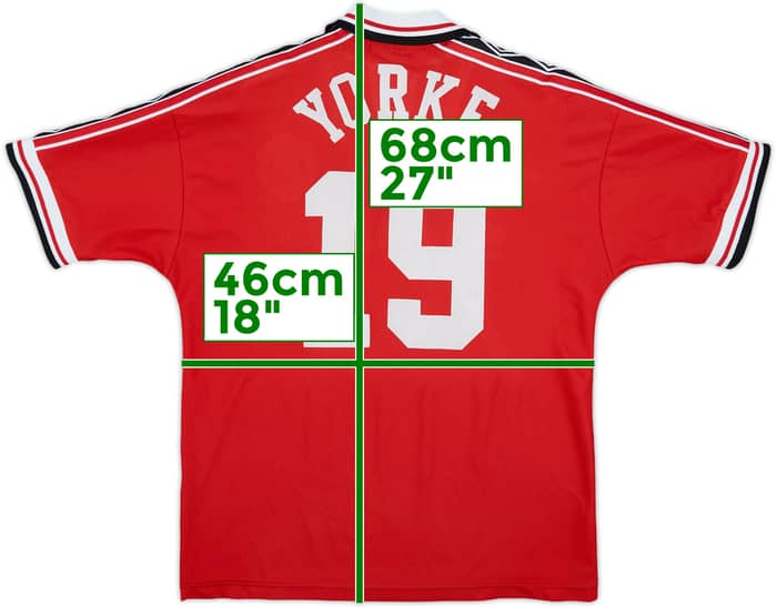 1998-00 Manchester United Home Shirt Yorke #19 - 9/10 - (Y)