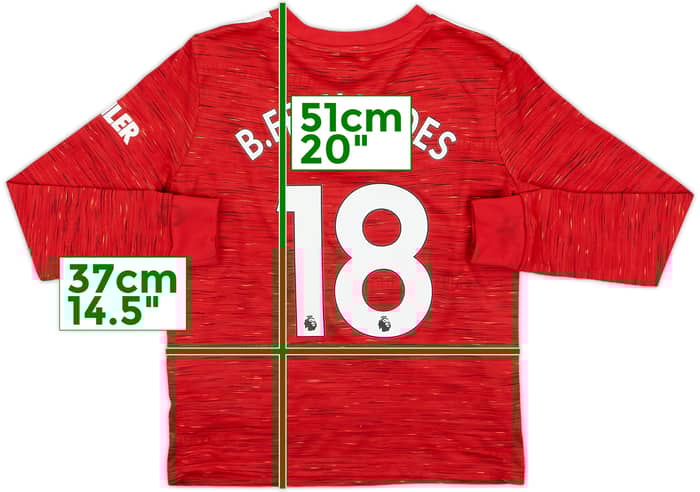 2020-21 Manchester United Home L/S Shirt B.Fernandes #18 - 9/10 - (S.Boys)
