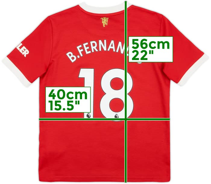 2021-22 Manchester United Home Shirt B.Fernandes #18 - 8/10 - (M.Boys)