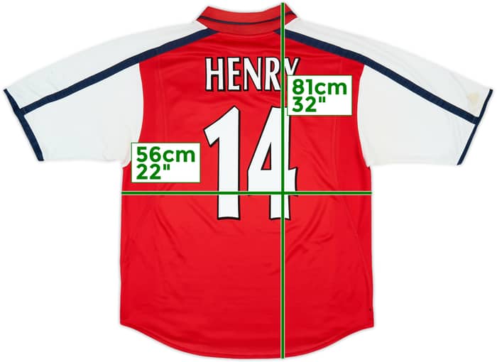 2000-02 Arsenal Home Shirt Henry #14 - 7/10 - (L)