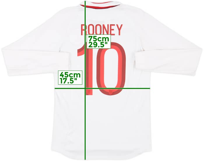 2012-13 England Home L/S Shirt Rooney #10 - 8/10 - (S)