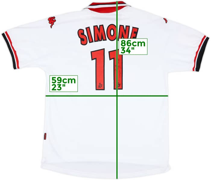 2000-01 Monaco Match Issue Signed Third Shirt Simone #11