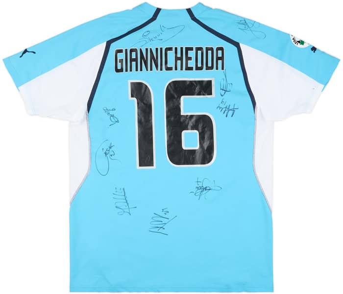 2004-05 Lazio Match Issue Squad Signed Home Shirt Giannichedda #16