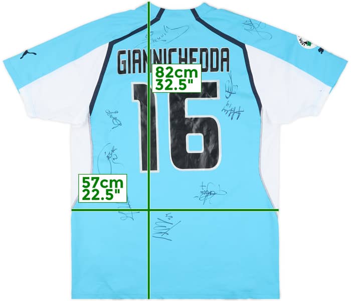 2004-05 Lazio Match Issue Squad Signed Home Shirt Giannichedda #16