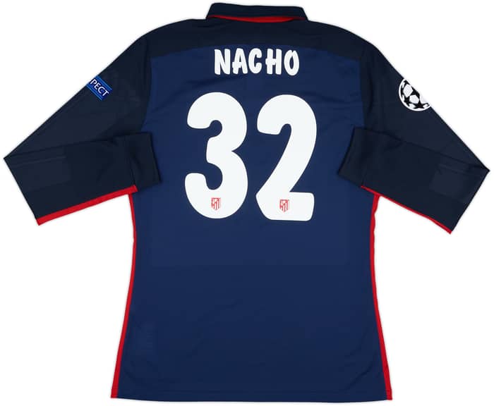 2015-16 Atletico Madrid Player Issue Champions League Away L/S Shirt Nacho #32 - 8/10 - (L)