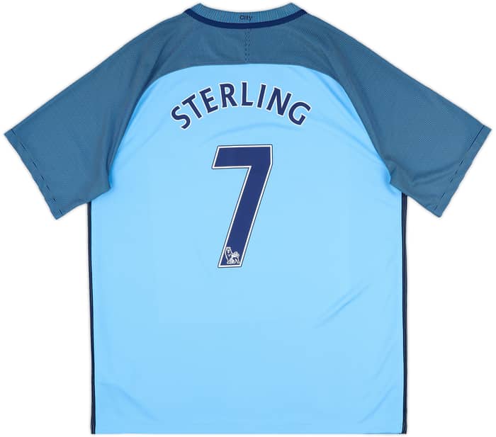 2016-17 Manchester City Home Shirt Sterling #7 - 9/10 - (XL)