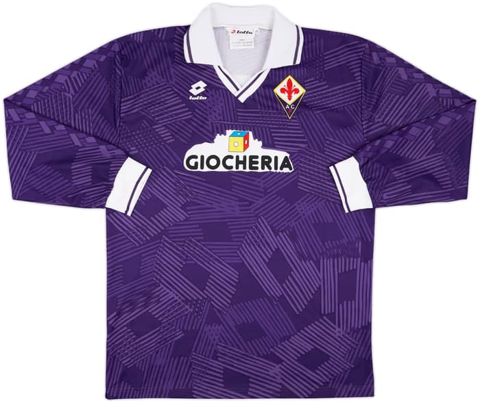 1991-92 Fiorentina Match Issue Home L/S Shirt #4