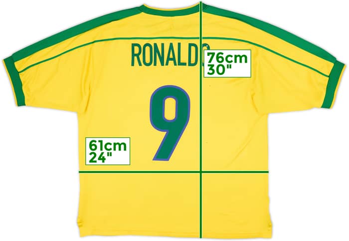 1998-00 Brazil Home Shirt Ronaldo #9 - 6/10 - (XL)