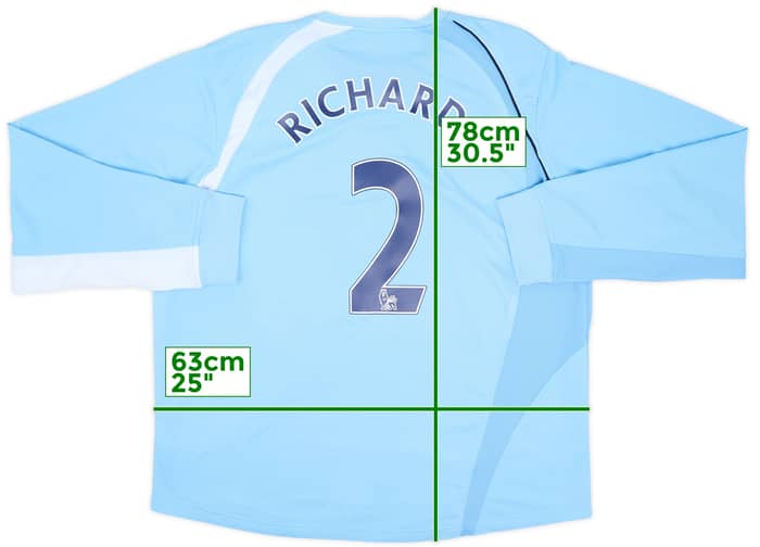 2008-09 Manchester City Home L/S Shirt Richards #2 - 8/10 - (XXL)