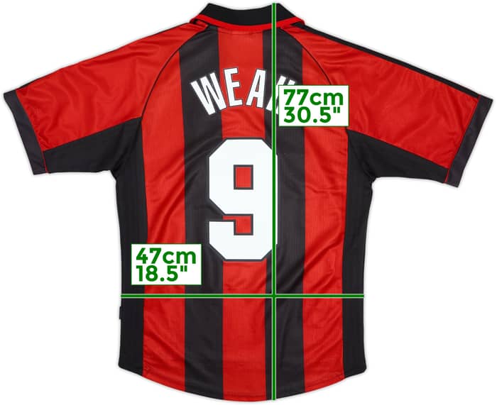 1998-00 AC Milan Home Shirt Weah #9 - 8/10 - (S)