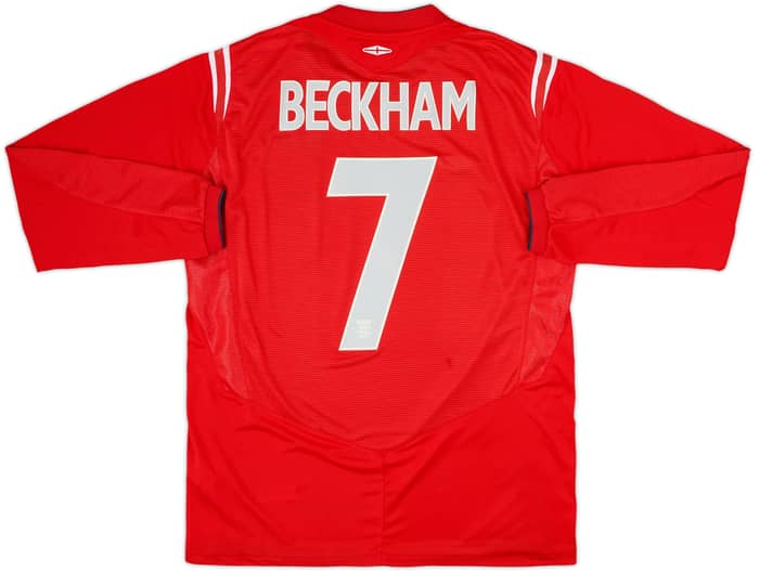 Camiseta de visitante de manga larga de Inglaterra 2004-06 Beckham #7 (L)