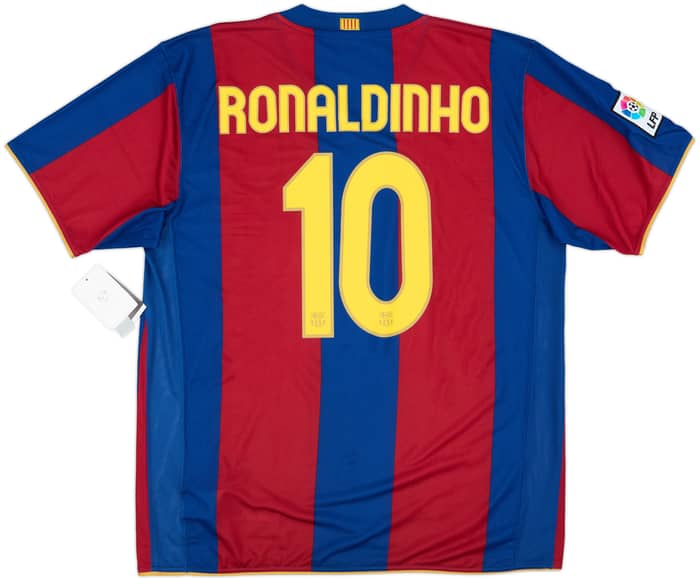 2007-08 Barcelona Home Shirt Ronaldinho #10 (XL)