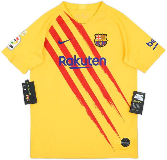 2019-20 Barcelona 'Senyera' Fourth Shirt Messi #10 (XL.Boys)