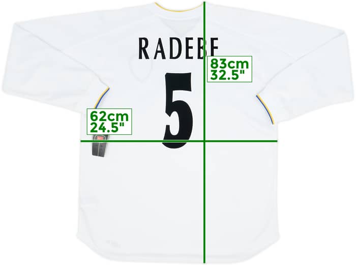 2000-02 Leeds United Player Issue Home L/S Shirt Radebe #5 (XL)
