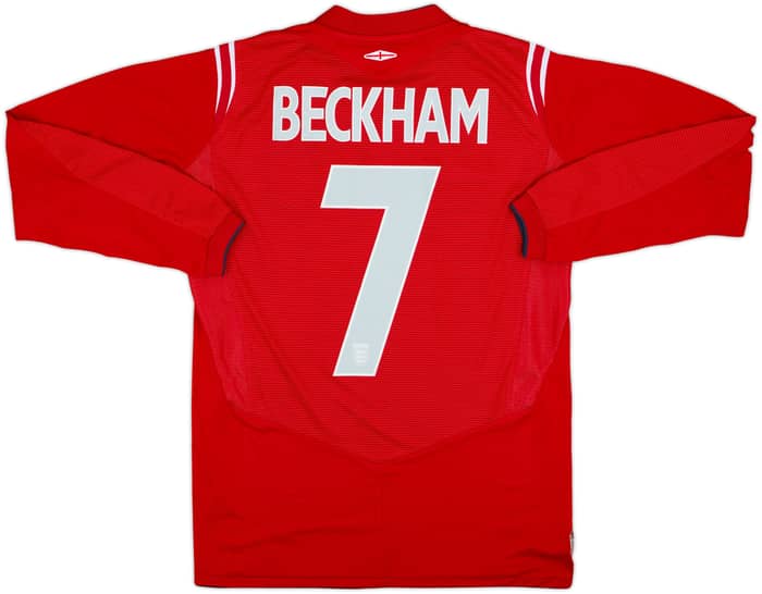 2004-06 England Away L/S Shirt Beckham #7 - 7/10 - (S)
