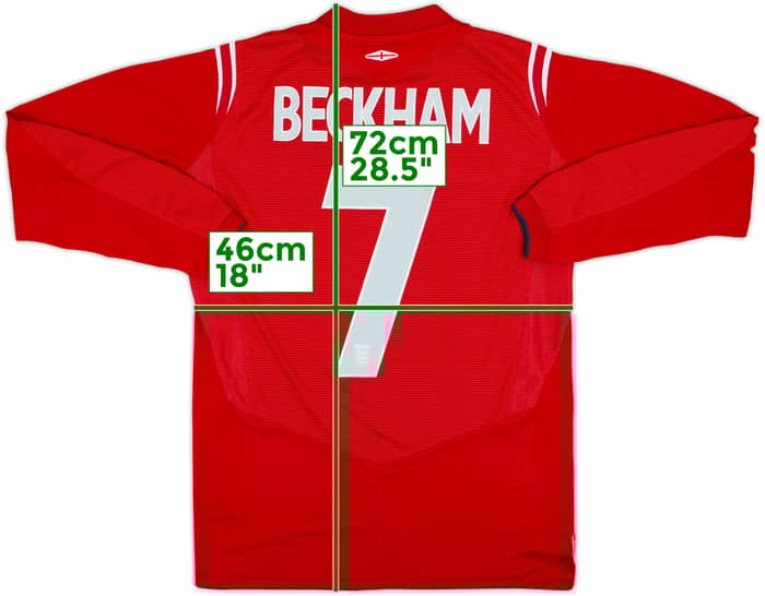2004-06 England Away L/S Shirt Beckham #7 - 7/10 - (S)