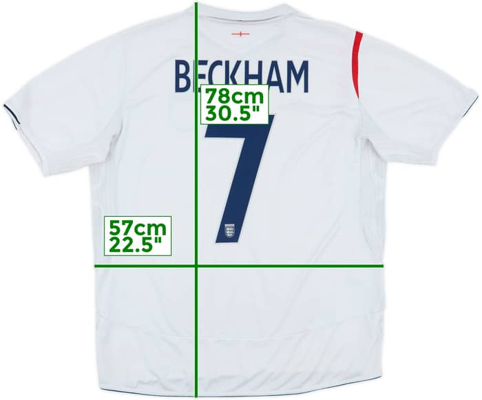 2005-07 England Home Shirt Beckham #7 - 6/10 - (XL)