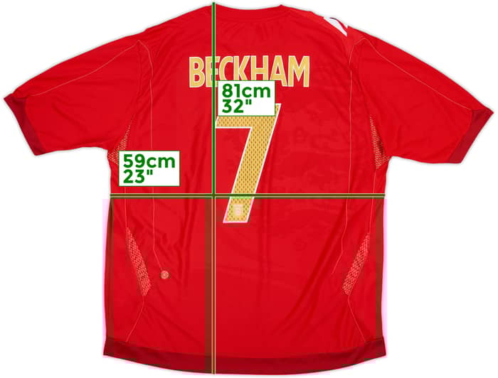 2006-08 England Away Shirt Beckham #7 - 8/10 - (XXL)