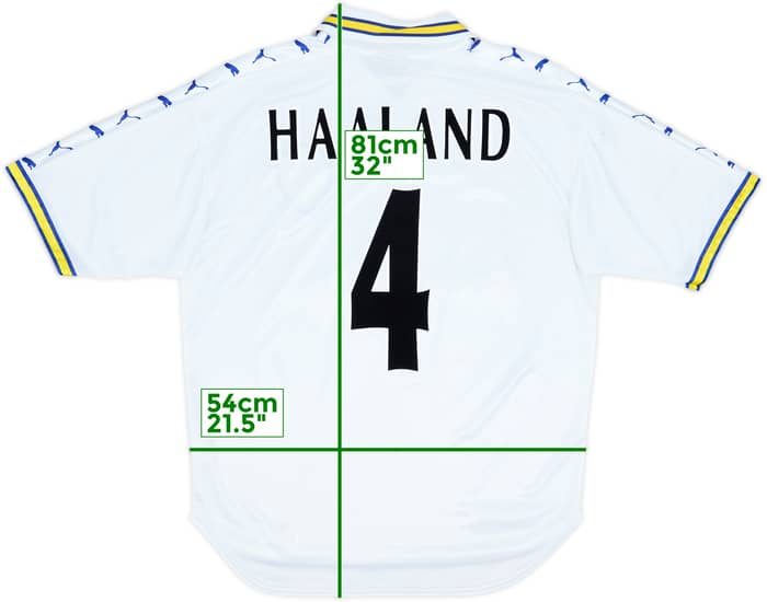 1998-00 Leeds United Home Shirt Haaland #4 - 8/10 - (M)