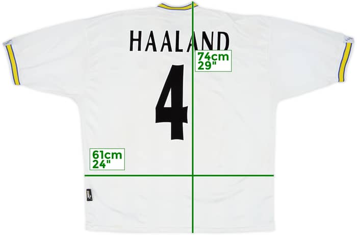 1996-98 Leeds United Home Shirt Haaland #4 - 7/10 - (XL)