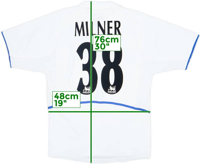 2002-03 Leeds United Home Shirt Milner #38 - 8/10 - (S)