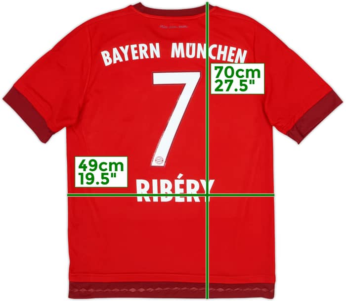 2015-16 Bayern Munich Home Shirt Ribery #7 - 8/10 - (XL.Boys)