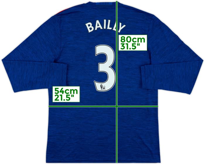 2016-17 Manchester United Away L/S Shirt Bailly #3 - 6/10 - (L)