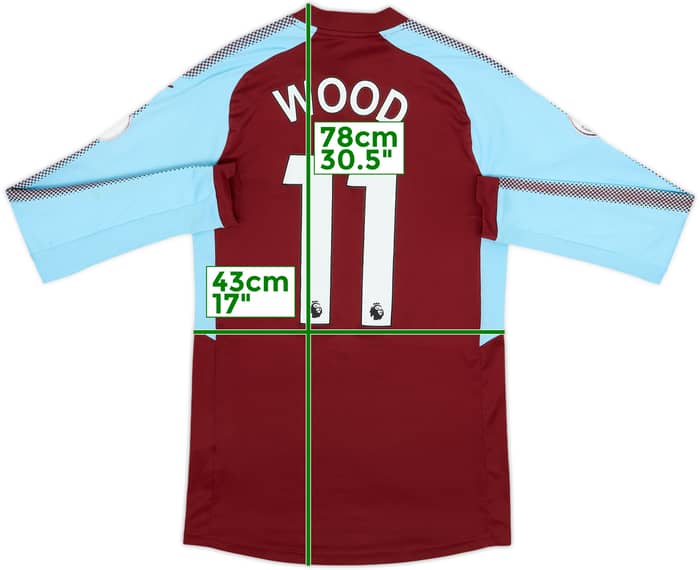 2017-18 Burnley Home L/S Shirt Wood #11 - 7/10 - (S)