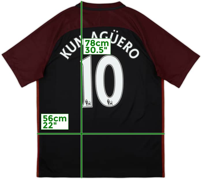 2016-17 Manchester City Away Shirt Kun Aguero #10 - 6/10 - (L)