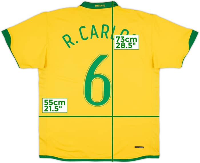 2006-08 Brazil Home Shirt R.Carlos #6 - 9/10 - (L)