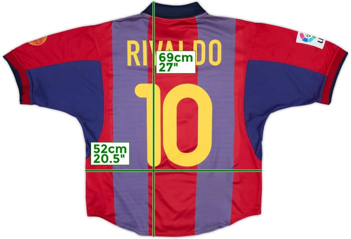 2000-01 Barcelona Home Shirt Rivaldo #10 - 6/10 - (M)