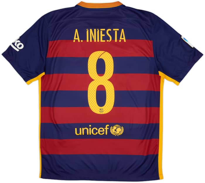 2015-16 Barcelona Home Shirt A.Iniesta #8 - 8/10 - (M)