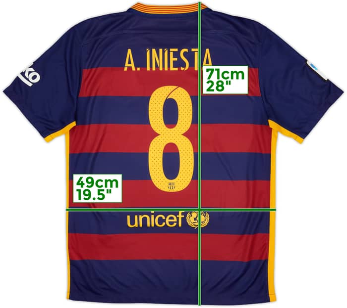 2015-16 Barcelona Home Shirt A.Iniesta #8 - 8/10 - (M)