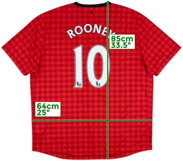 2012-13 Manchester United Home Shirt Rooney #10 - 7/10 - (XXL)