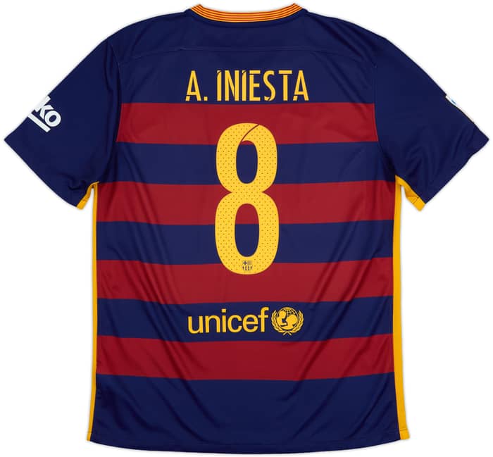 2015-16 Barcelona Home Shirt A.Iniesta #8 - 7/10 - (L)