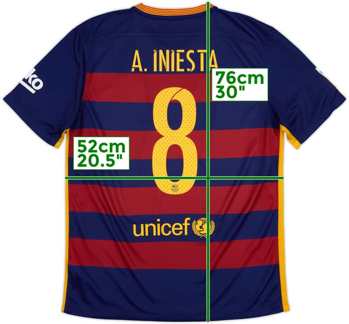 2015-16 Barcelona Home Shirt A.Iniesta #8 - 7/10 - (L)