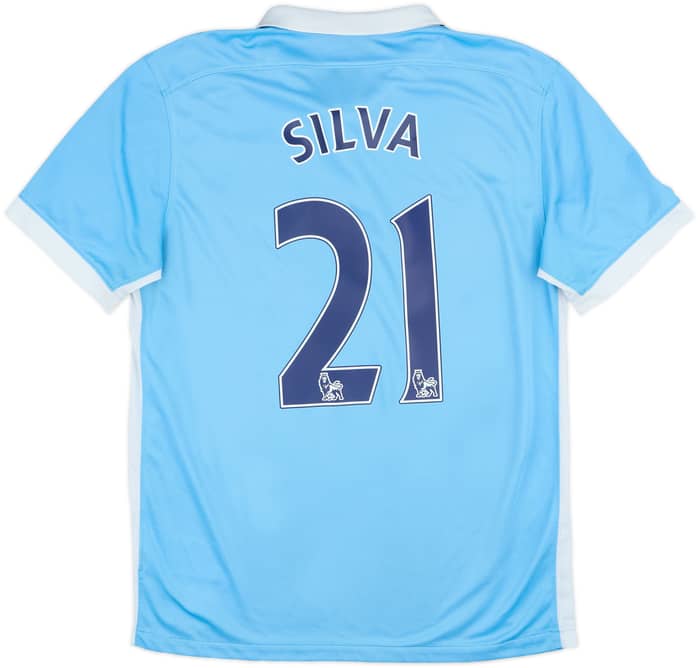 2015-16 Manchester City Home Shirt Silva #21 - 6/10 - (M)