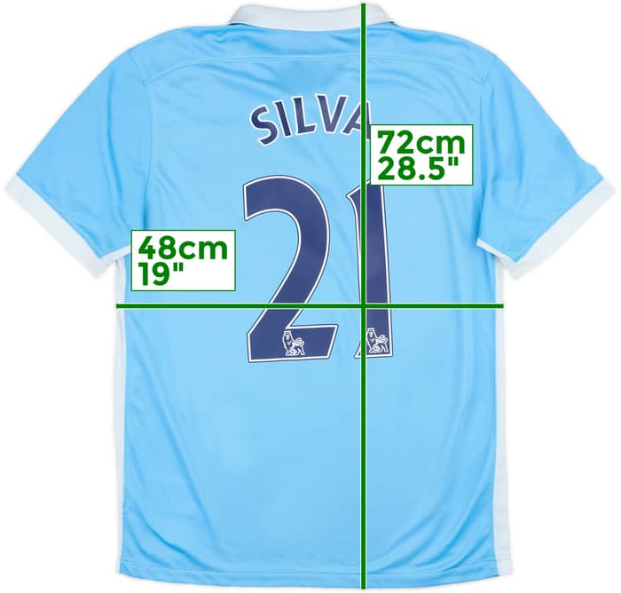 2015-16 Manchester City Home Shirt Silva #21 - 6/10 - (M)