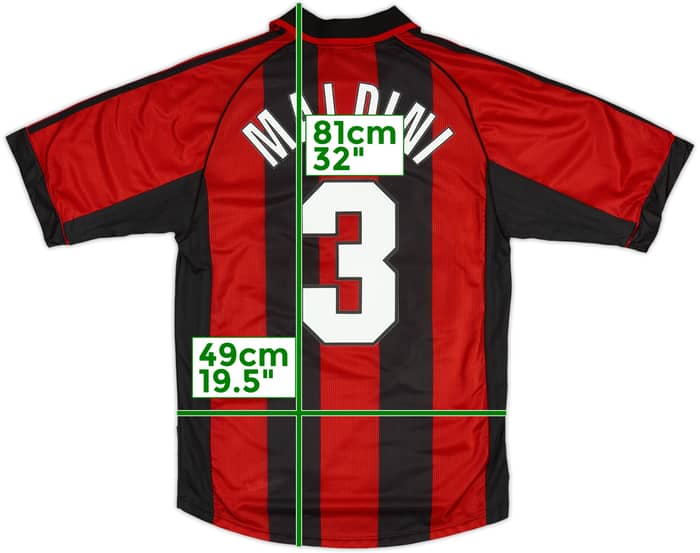 1998-00 AC Milan Home Shirt Maldini #3 - 6/10 - (S)